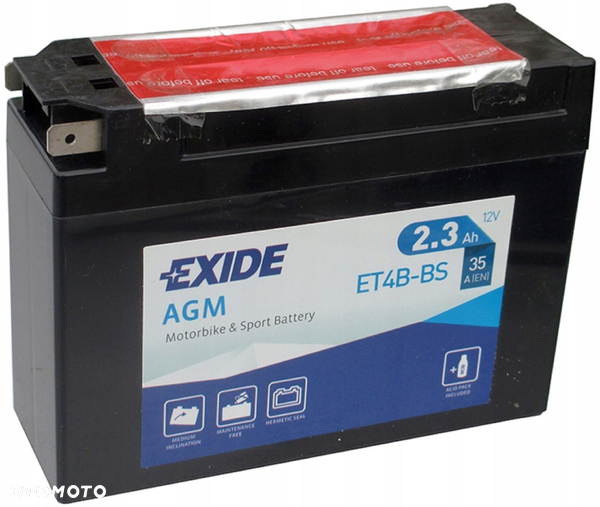 Akumulator Exide ET4B-BS 2.3Ah 35A P+ MOŻLIWY DOWÓZ MONTAŻ