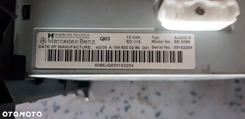 MERCEDES A KLASA W169 RADIO A1698200286 - 3