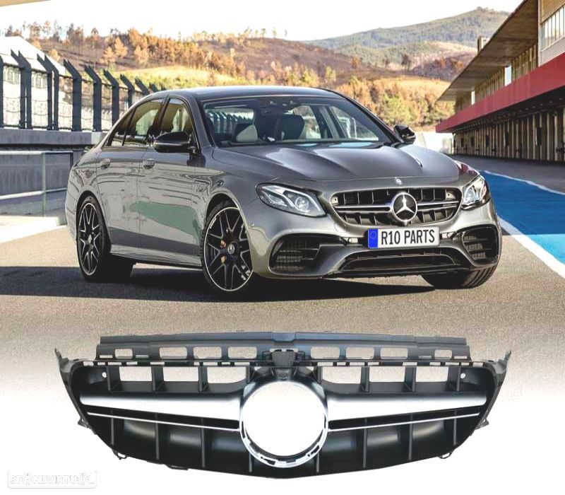 GRELHA FRONTAL MERCEDES CLASE E W213 16-19 E63 AMG PRETO BRILHO - 1