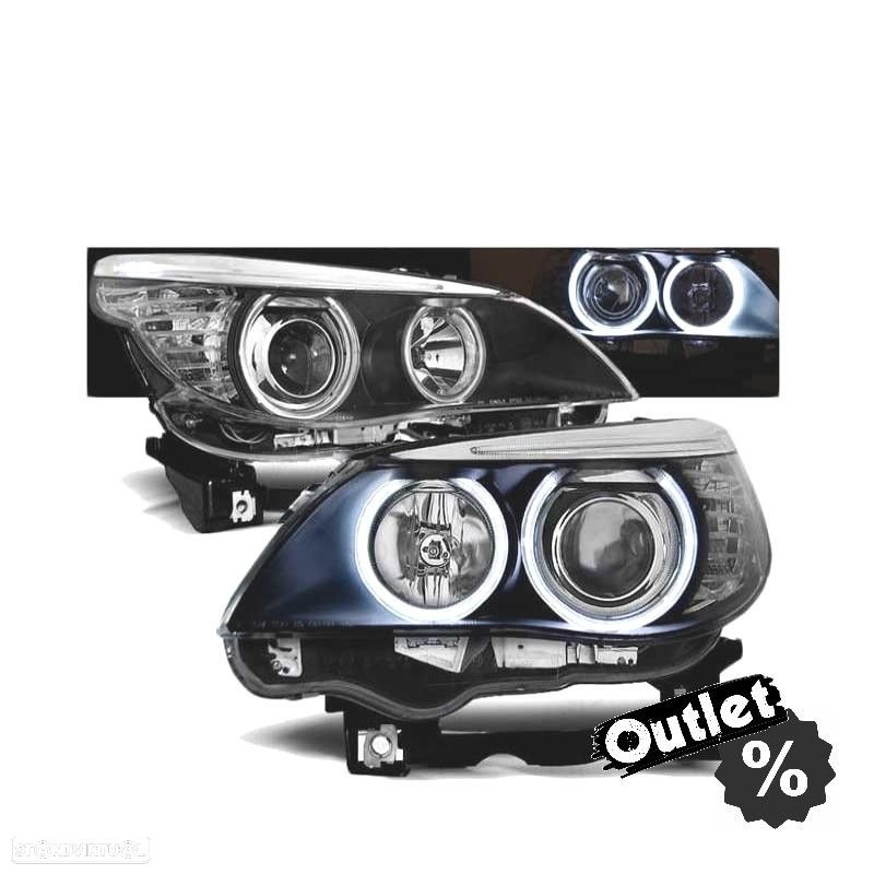R011319C1 FARÓIS ANGEL EYES CCFL PARA BMW E60 E61 03-07 BLACK PRETO - 1
