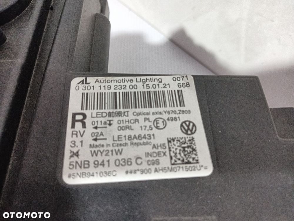 LAMPA PRZÓD PRZEDNIA PRAWA VW TIGUAN ALLSPACE 5NB941036 - 6