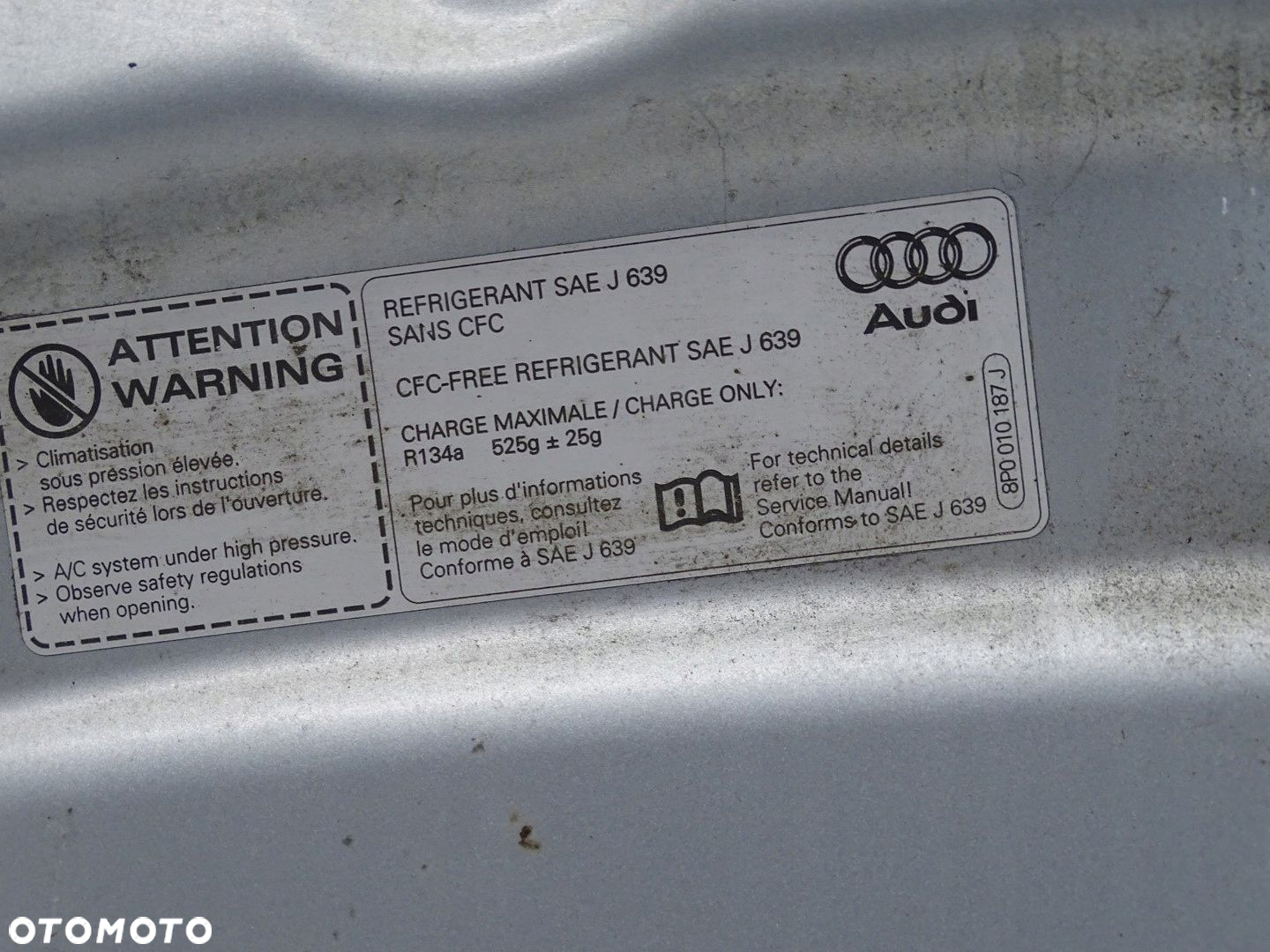 MASKA POKRYWA PRZÓD PRZEDNIA AUDI A3 8P LIFT 08-12R 3D / 5D SREBRNA LX7V - 12