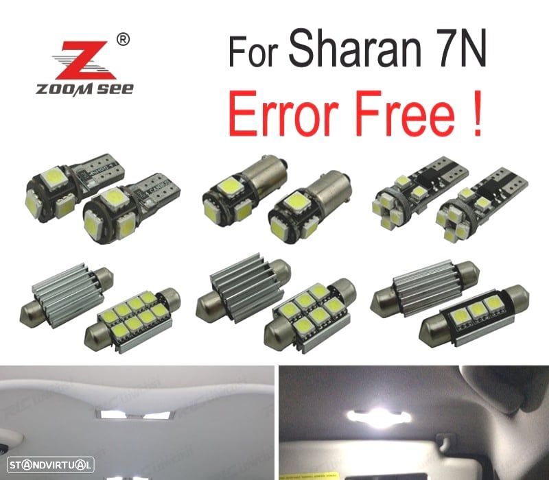 KIT COMPLETO DE 17 LÂMPADAS LED INTERIOR PARA VOLKSWAGEN VW SHARAN 7N 2011-2018 - 1