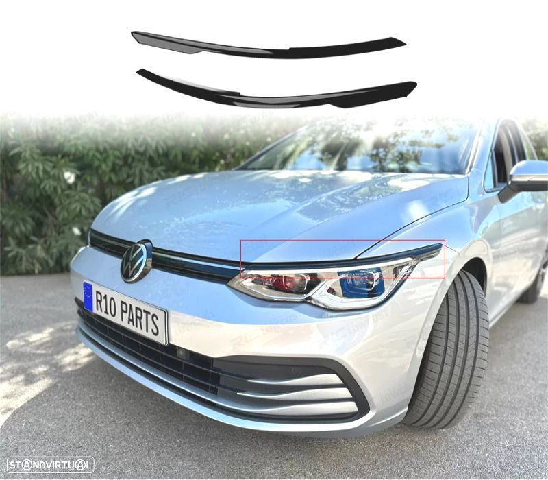 PESTANAS DE FARÓIS VOLKSWAGEN VW GOLF 8 20- NEGRO BRILHANTE - 1