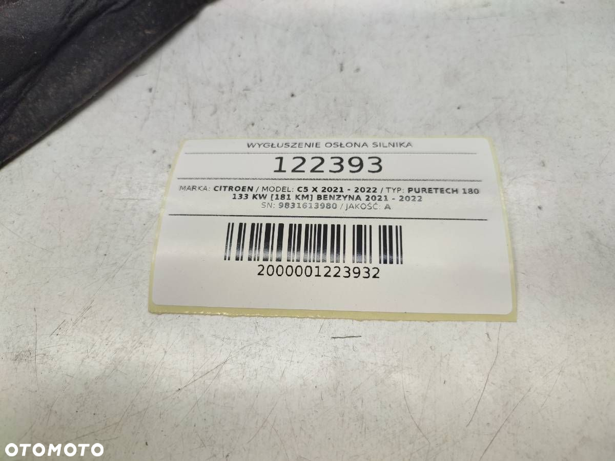 WYGŁUSZENIE ŚCIANY GRODZIOWEJ OSŁONA SILNIKA CITROEN C5 X 9831613980 - 5