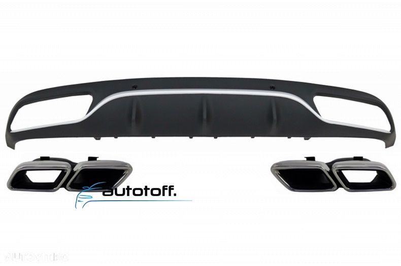Difuzor bara spate compatibil cu Mercedes C205 Coupe A205 Cabrio C-Class (15-18) Chrome C63 AMG - 1