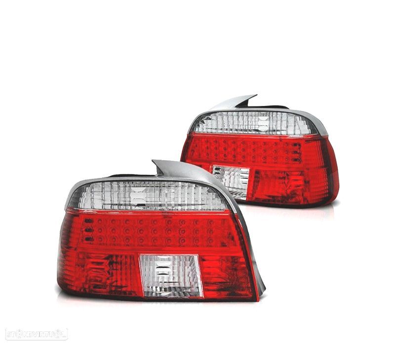 FAROLINS TRASEIROS BMW E39 00-03 LED VERMELHO BRANCO - 1