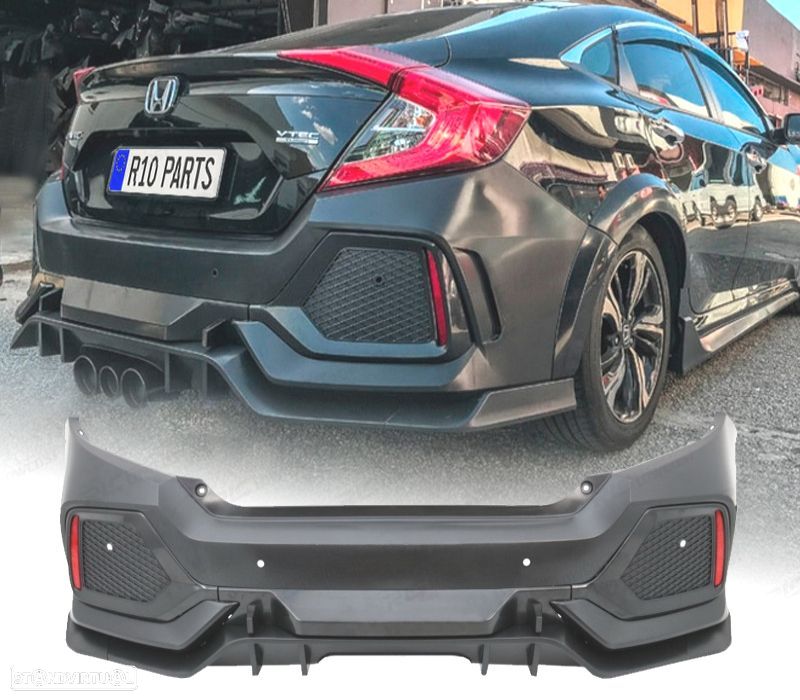 PÁRA-CHOQUES TRASEIRO HONDA CIVIC 16- LOOK TYPE R - 1