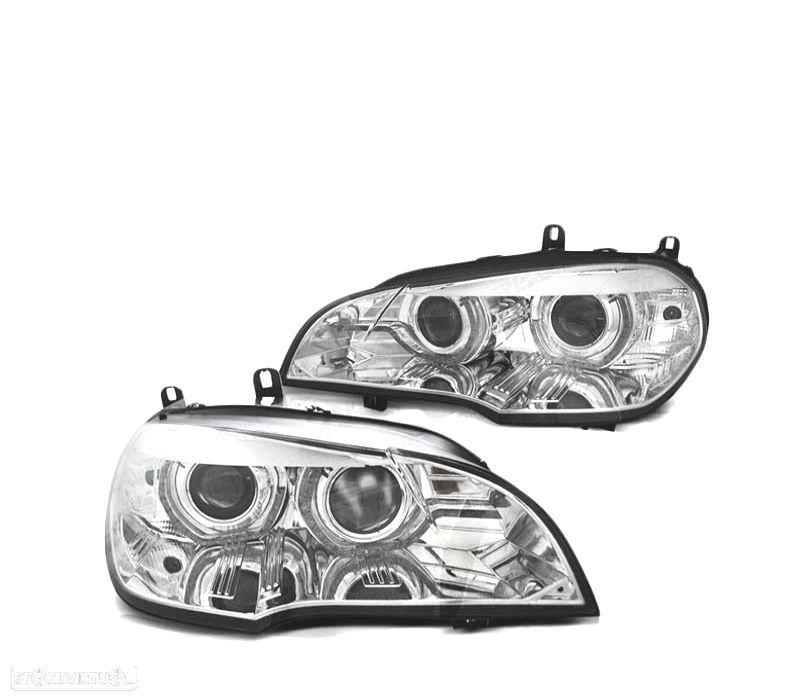 FARÓIS ANGEL EYES 3D-DRL BMW X5 E70 07-10 CHROME CROMADO - 1