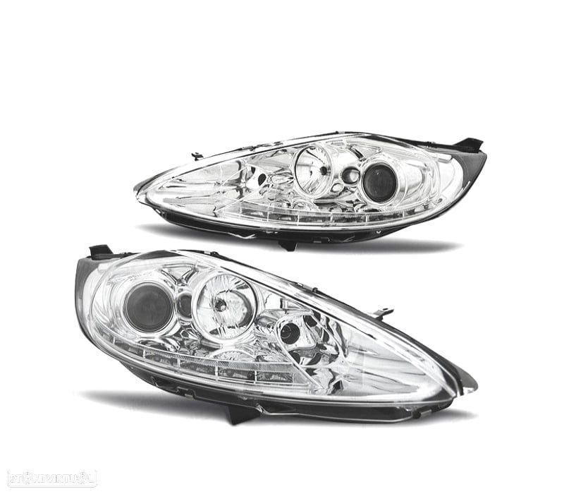 FARÓIS FRONTAIS PARA FORD FIESTA 08-12 LUZ DIURNA FUNDO CROMADO - 1