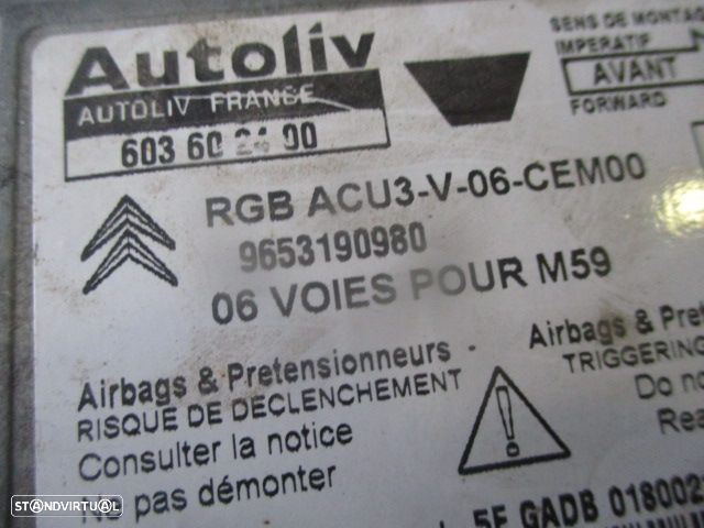 Modulo Airbag 9653190980  603602400 CITROEN BERLINGO 2008 PEUGEOT PARTNER 1 BREAK FASE 2 2007 1.6HDI 90CV 4P CINZENTA - 2