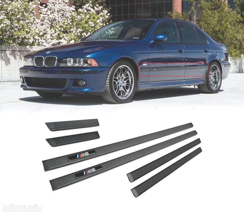 FRISOS LATERAIS DE PORTA BMW E39 SEDAN LOOK M5 PRETO MATE - 1
