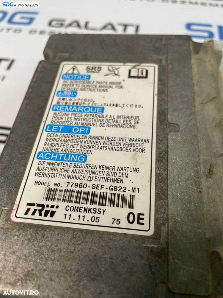 Unitate Calculator Airbag Honda Accord 2002 - 2008 Cod 77960-SEF-G822–M1 77960SEFG822M1 [1313] - 4