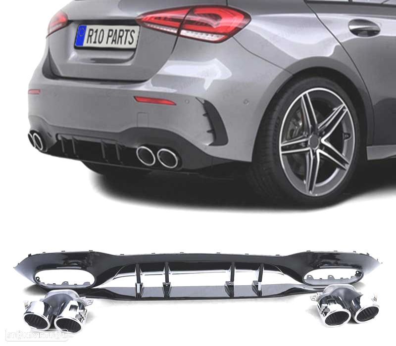 DIFUSOR MERCEDES CLASE A W177 18- LOOK AMG A45 + PONTEIRAS ESCAPE - 1