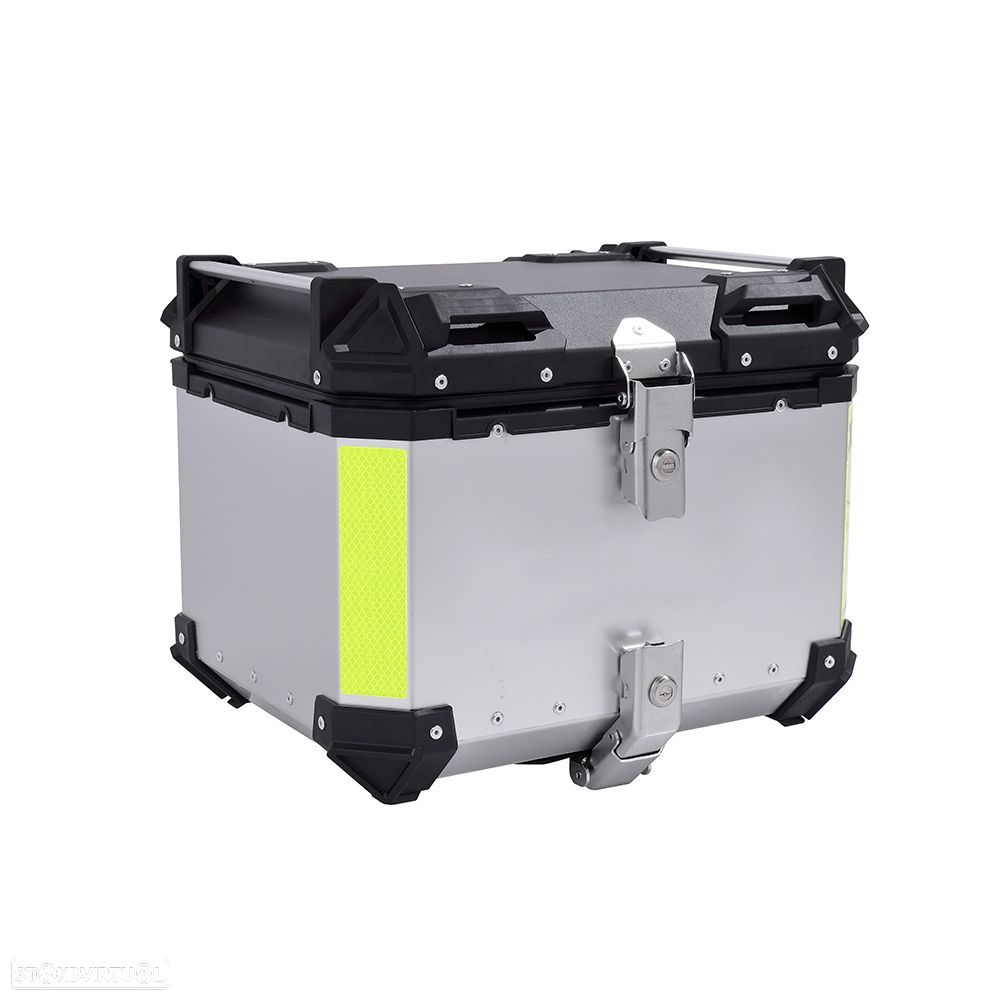 top case 45 litros aluminio silver com base de montagem - 1