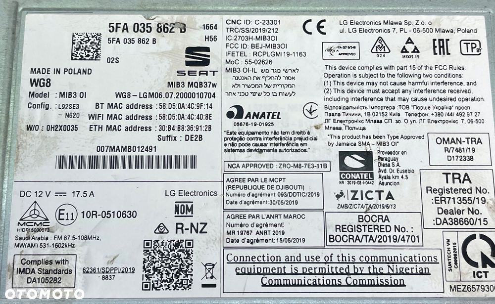 CZYTNIK MULTIMEDIA MIB3 SEAT LEON IV 5FA035862B - 8