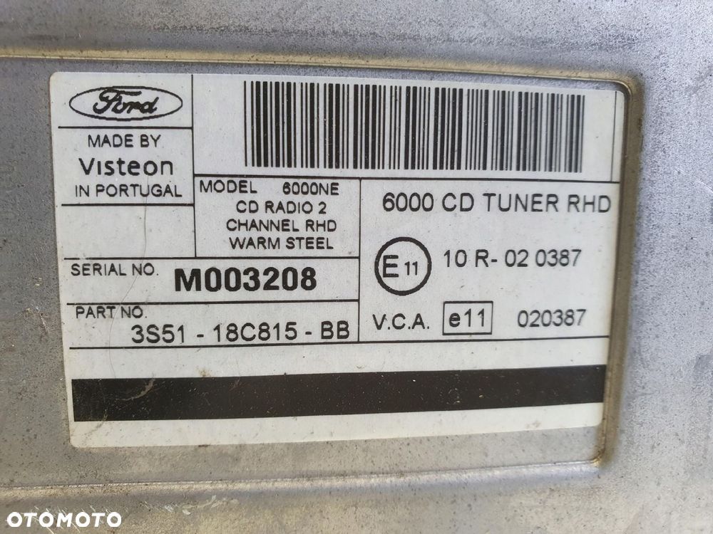 Ford Focus mk1 Transit mk6 RADIOODTWATRZACZ CD radio 6000CD 3S51-18C815-BB - 15