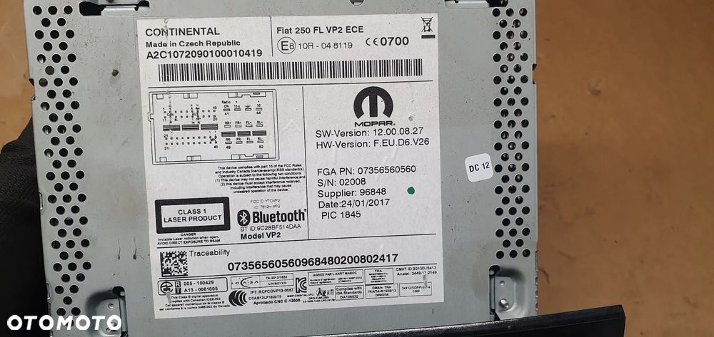 Radio radioodtwarzacz KOD NAVI nawigacja Fiat 250 FL VP2 ECE Citroen Jumper Ducato III Boxer 2017r - 5
