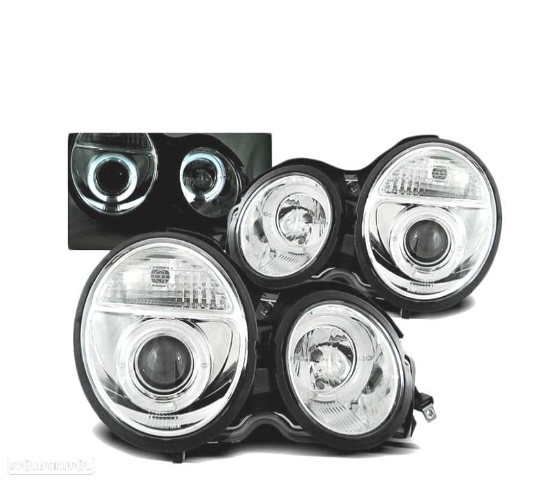 FAROIS ANGEL EYES PARA MERCEDES W210 95-99 CROMADOS - 1