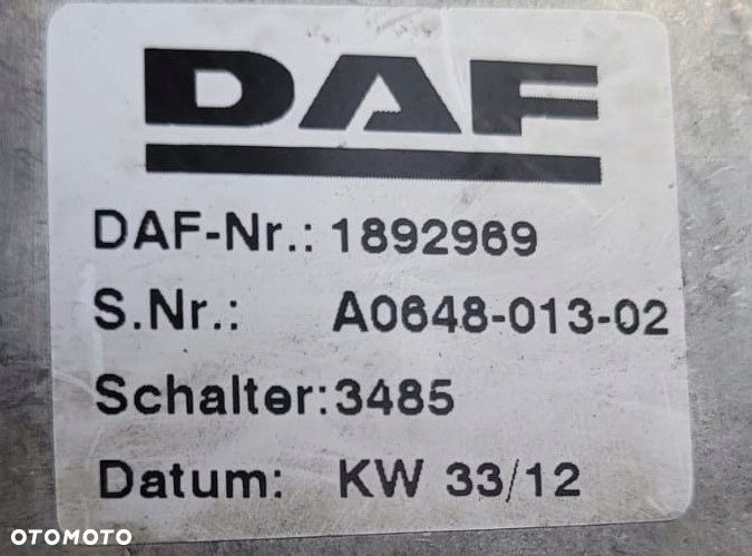 MANETKA WŁĄCZNIK RETARDERA DAF XF XF 105 106 1892969 - 2