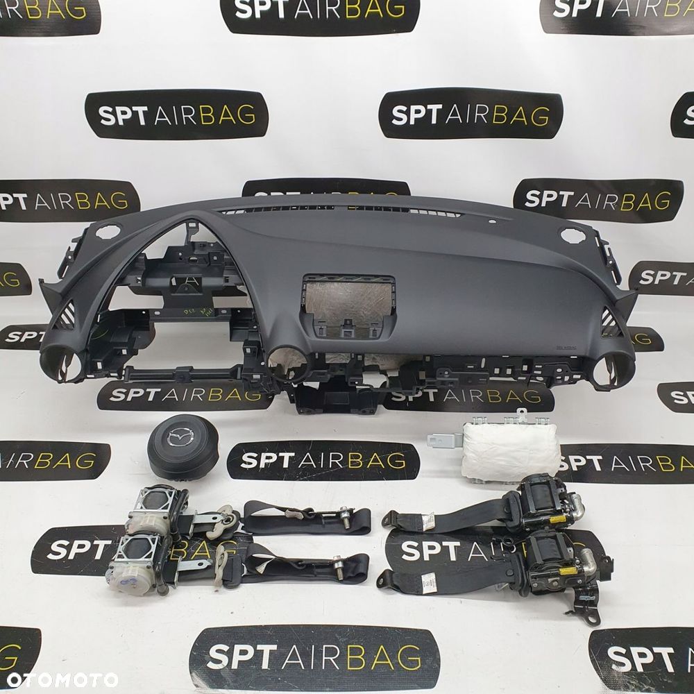 MAZDA 2 II LIFT DESKA ROZDZIELCZA KONSOLA KOKPIT PULPIT PODUSZKI AIRBAG AIR BAG PASY KIT SET - 1