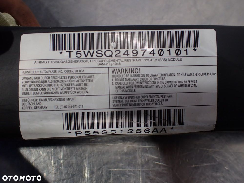 KURTYNA POWIETRZNA PRAWA PASAŻERA DODGE CALIBER   P55351256AA T5WSQ249740101 - 6