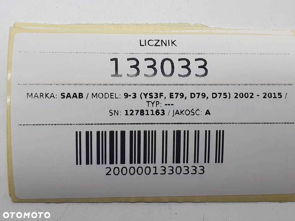 LICZNIK ZEGARY SAAB 9-3 II 1.9 TTID 180HP Z19DTR 12781163 ORYGINAŁ - 7