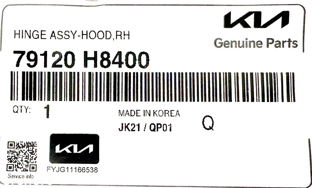 KIA STONIC YB 2017 - ZAWIASY ZAWIAS MASKI LEWY PRAWY L+R NOWE ORYGINAŁ OE - 6