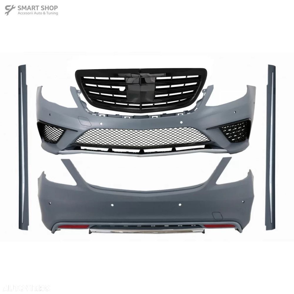 Pachet Exterior cu Grila Centrala Negru Lucios Mercedes S-Class W222 ( - 1