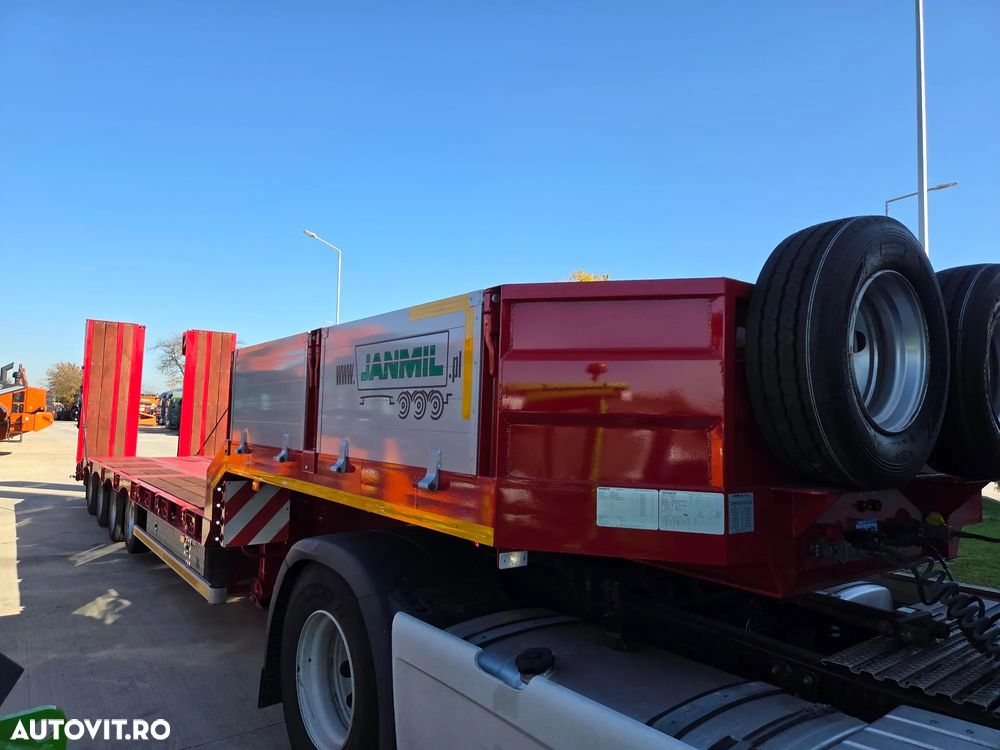 Janmil TRAILER 4 axe, rampe DUBLE, util 55t, axe SAF, Anv Goodyear, 2 roti rezerva, 2 axe viratoare, extensii lemn la 3m latime, obloane gat lebada, produs POLONIA, axa liftabila, garantie 1 an, leasing 5 ani cu rata lunara 6500 lei, PROMOTIE 67900 EUR+Tva - 17