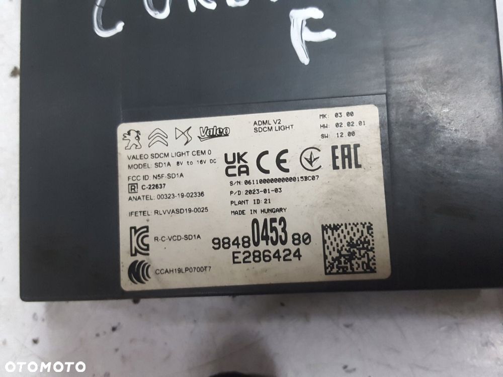 OPEL CORSA F 2019r- MODUŁ STEROWNIK KEYLESS 9848045380 - 2