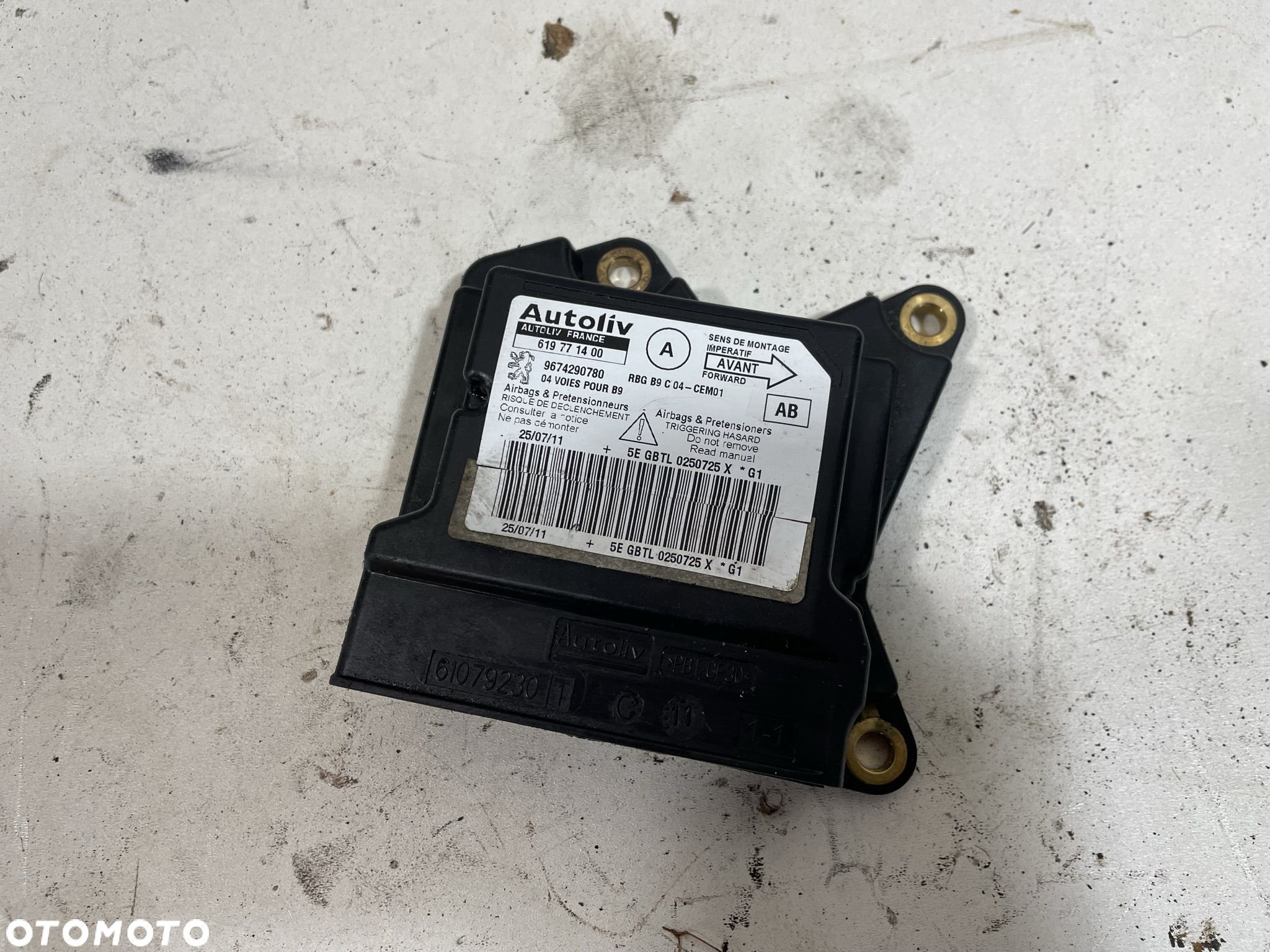 CITROEN BERLINGO PEUGEOT PARTNER III MODUŁ SENSOR PODUSZEK POWIETRZNYCH AIRBAG 9674290780 - 1