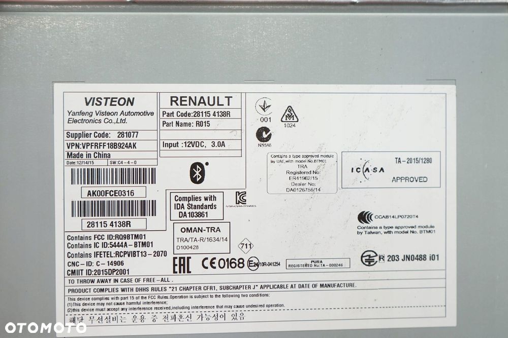 RENAULT MEGANE IV 16R RADIO FABRYCZNE 281154138R - 3