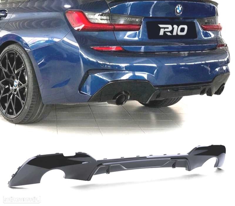 DIFUSOR DUPLA SAIDA BMW G20 G21 LOOK M PERFORMANCE 18- PRETO BRILHO - 1