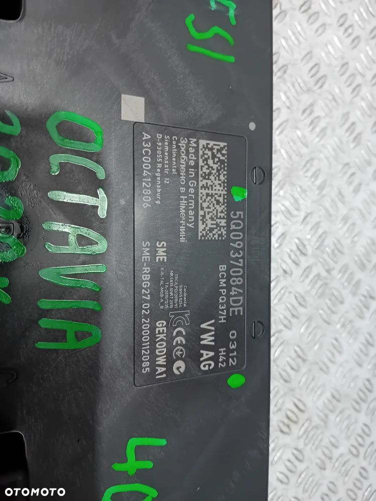MODUŁ STEROWNIK KOMFORTU BCM SKODA OCTAVIA III R2020 1,5TSI NR 5Q0937084DE - 2