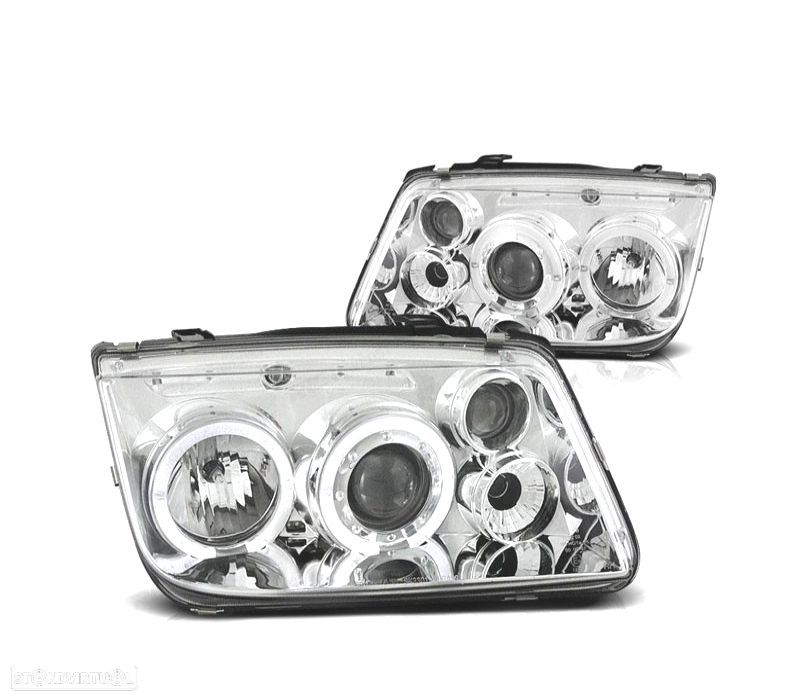 FARÓIS ANGEL EYES VOLKSWAGEN VW BORA 98-05 FUNDO CROMADO H1 H1 H3 - 1