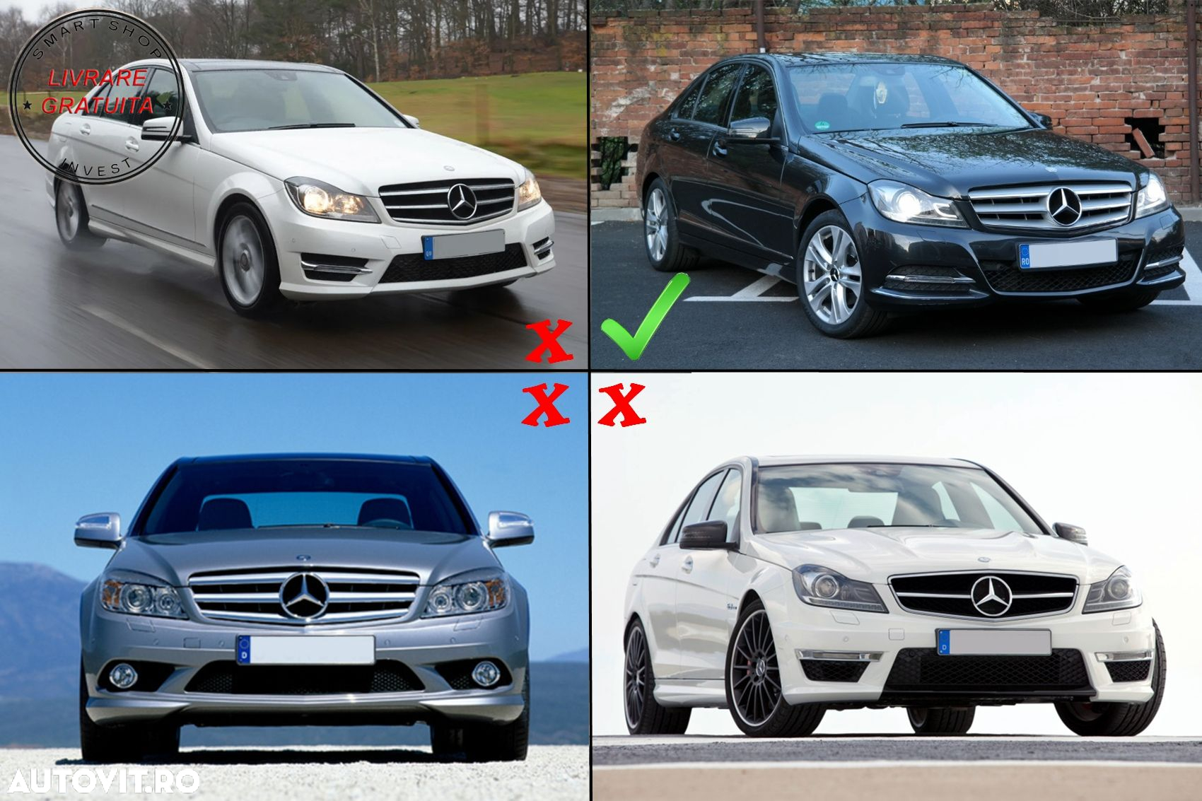 Prelungire Bara Fata Mercedes C-Class W204 S204 C204 Facelift (2011-2015) Negru Lu- livrare gratuita - 8