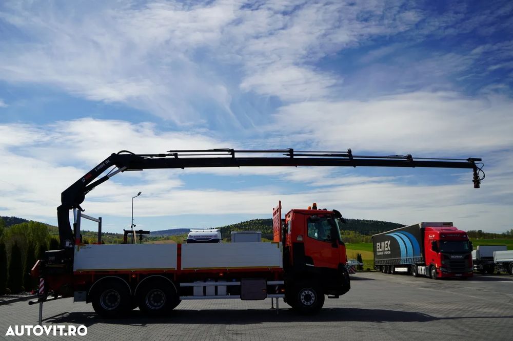 Renault C 430 / 6x4 / LIVRARE 6.2 M + CUPTOR HIAB X-DUO 188 / EXTENSIE 15 M / RADIOCOMANDĂ / FURCĂ / ROTATOARE - 6