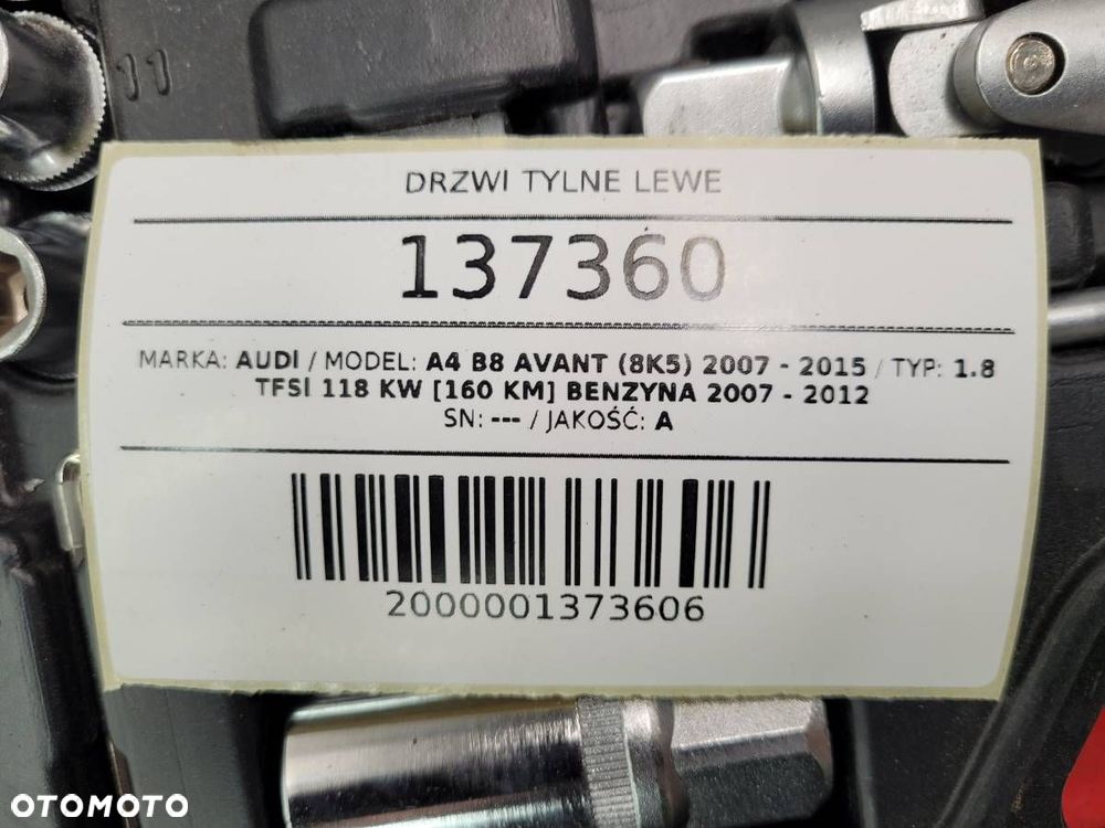 DRZWI TYLNE LEWE LEWY TYŁ AUDI A4 B8 KOMPLETNE ORYGINAŁ - 13