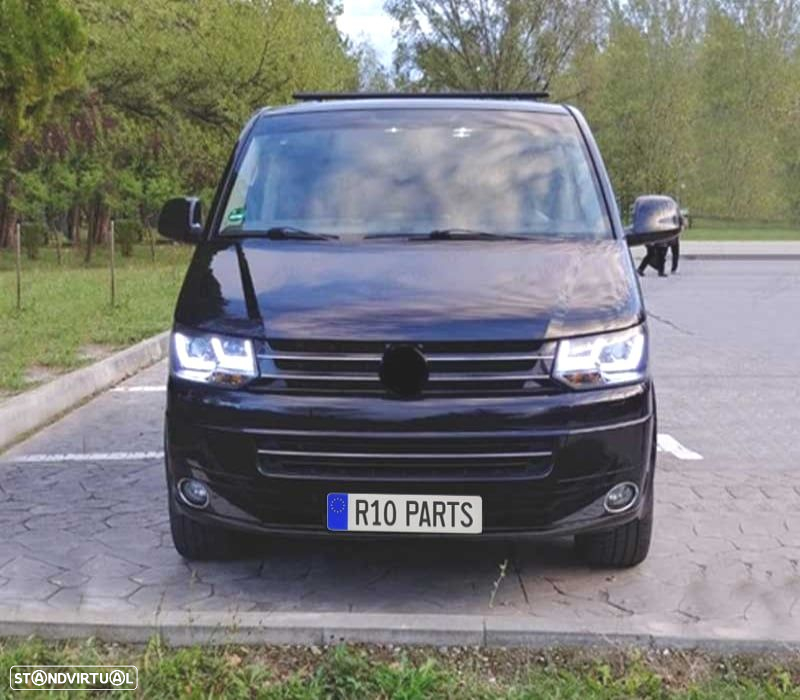 FAROIS FRONTAIS PARA VOLKSWAGEN VW TRANSPORTER T5 10-15 TUBE LIGHT FUNDO PRETO - 3