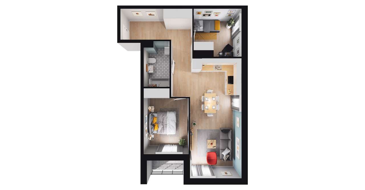 3-pokojowe mieszkanie 58m2 + balkon Bezpośrednio - Pełny obrazek: 3/7