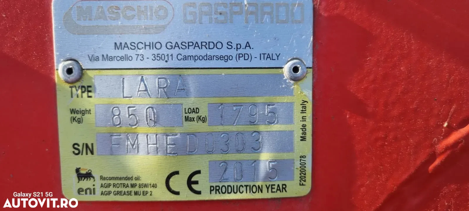Alta Cositoare, tocătoare, tăietor crengi Maschio Gaspardo Lara 850 pentru drumuri - 8