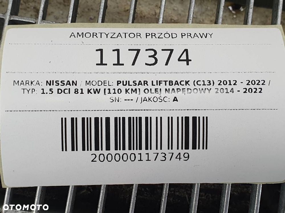 AMORTYZATOR PRZÓD PRAWY MCPHERSON ZWROTNICA ZACISK NISSAN PULSAR 1.5 DCI - 7