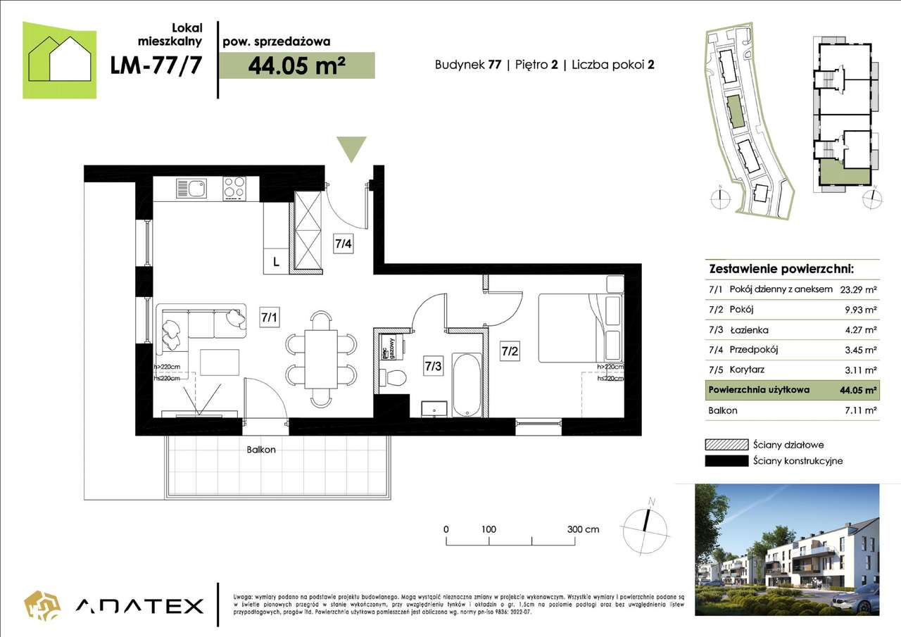 44,05 m2 || Drugie Piętro