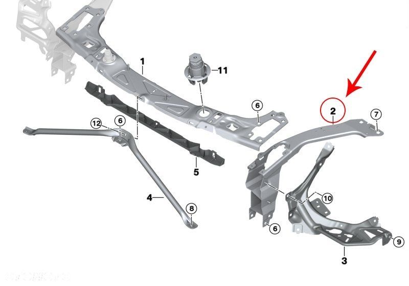 Pas przedni Mini One Cooper Cabrio F55 F56 F57 13-24r. NOWE lewe wzmocnienie czołowe okular