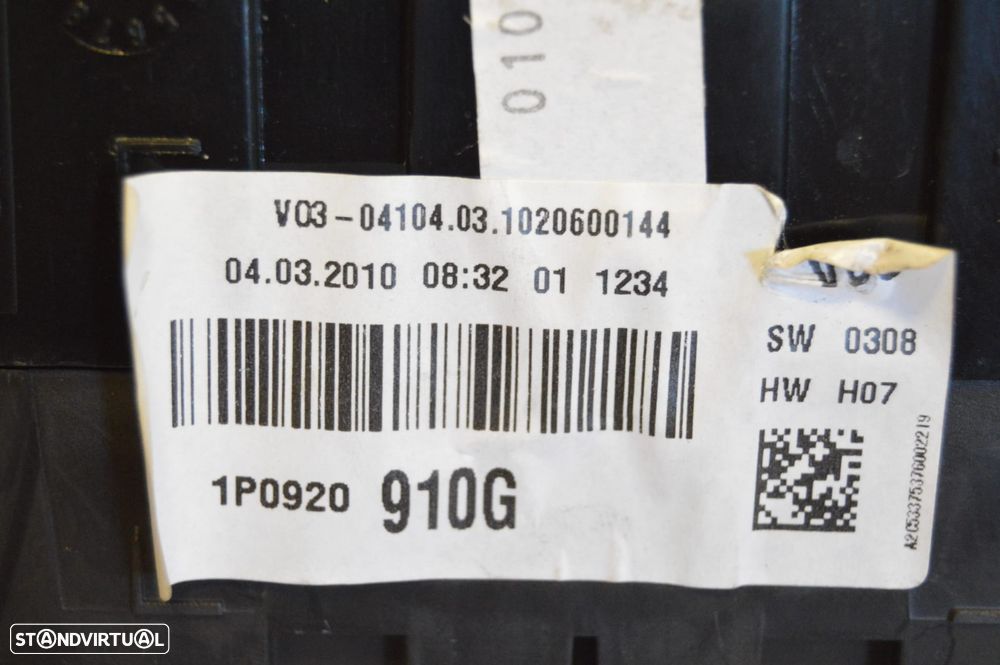 QUADRANTE MOSTRADORES PAINEL INSTRUMENTOS 1P0920910G 1P0920910 SEAT ALTEA II 2 MK2 5P 5P1 1.9 TDI 105CV BXE IBIZA 6J LEON 1P TOLEDO 5P - 8