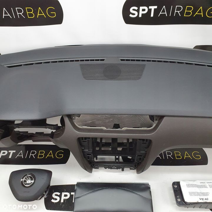 SKODA OCTAVIA III 3 5E0 LIFT BRĄZ DESKA ROZDZIELCZA KONSOLA KOKPIT PULPIT PODUSZKI AIRBAG AIR BAG PASY KIT SET - 3