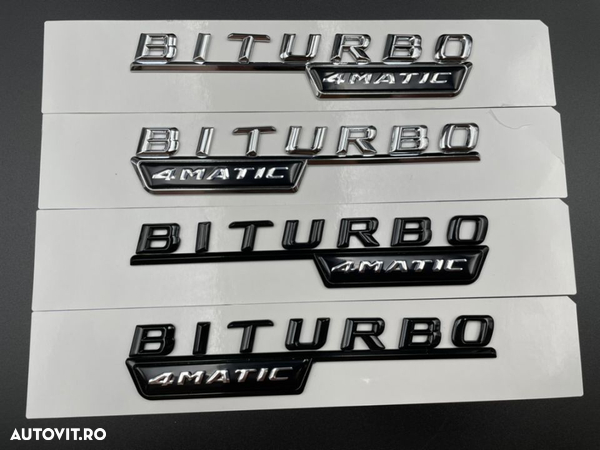 Set embleme Mercedes Biturbo 4Matic aripa Negru / Crom