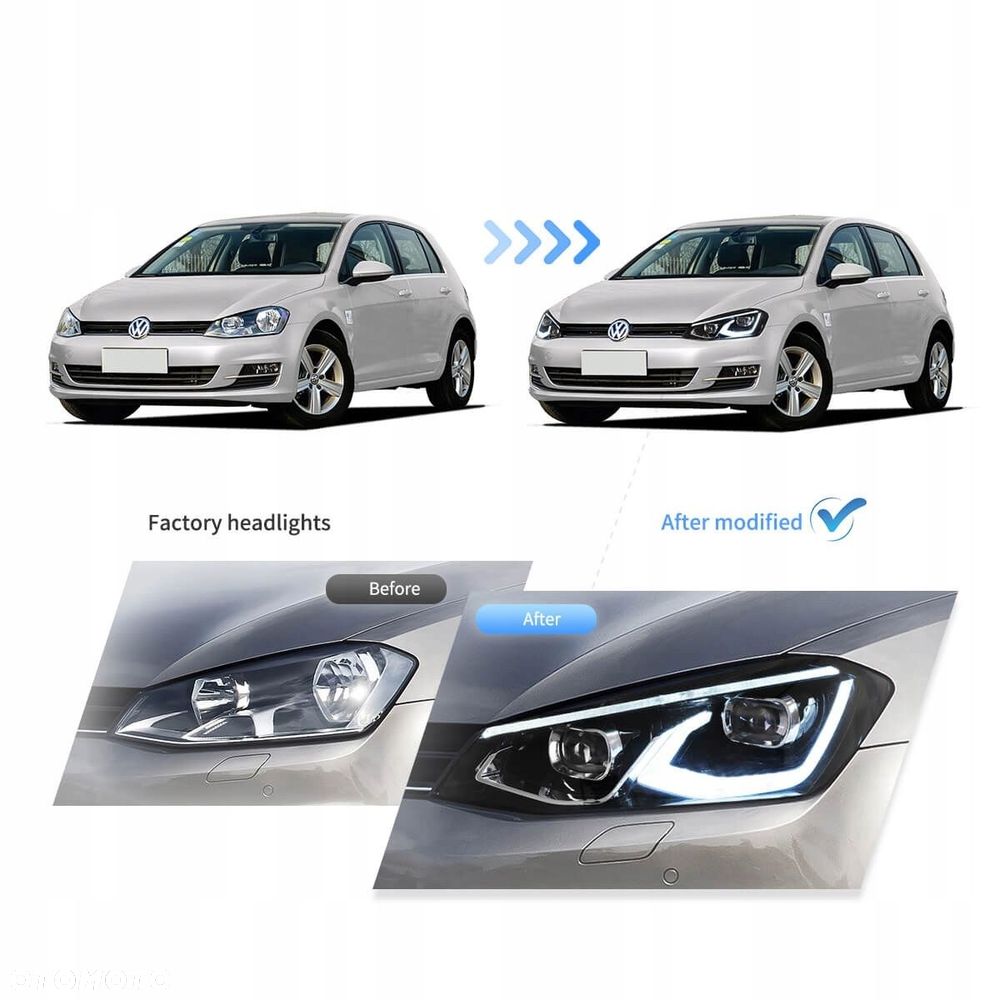 Reflektory Lampy kpl Vland Full Led Neon Tuning VW Golf VII 7 5g 2012-2017 - 10
