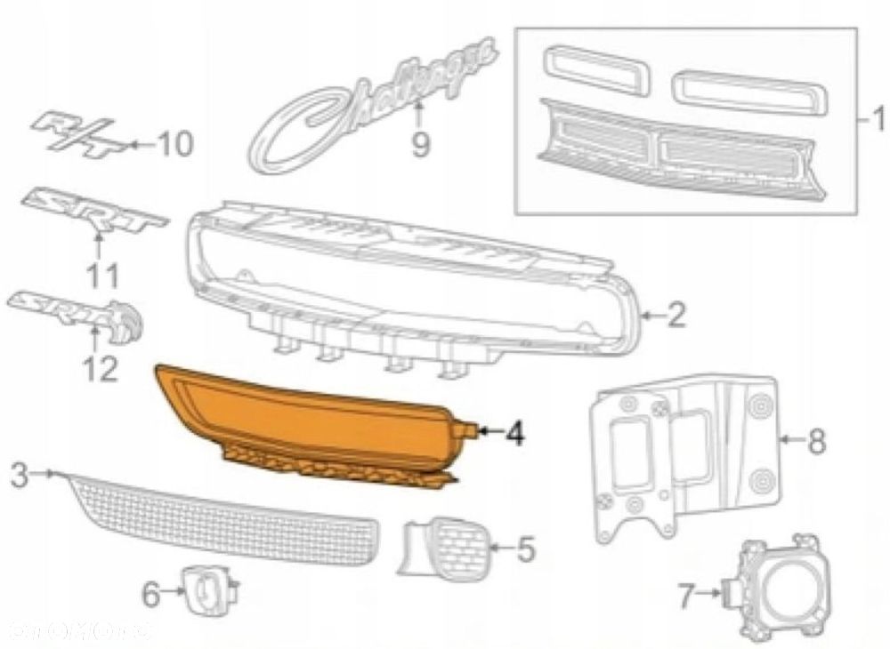 DODGE CHALLENGER 2015+ GRILL ramka atrapy dolna 68260158AA - 3